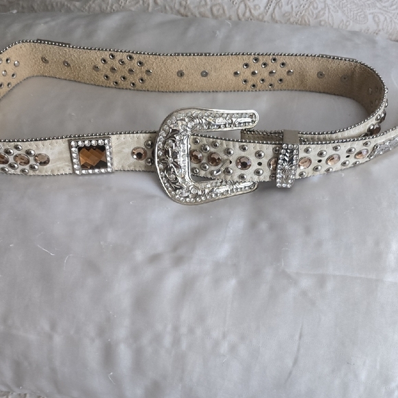 BHW Accessories - Brighton White and Silver Embellished Belt